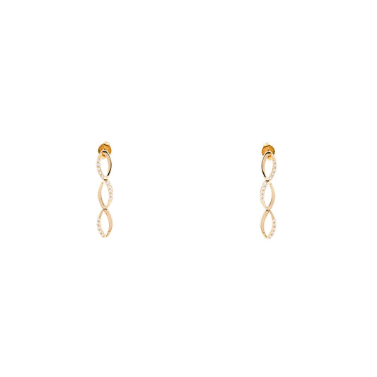 Ohrringe Ohrschmuck Ohrstecker lang Zirkonia Gelbgold 14K 585 Damenschmuck earrings