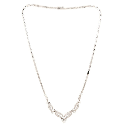 Elegant necklace diamond brilliant white gold 750 18K 42cm women's jewelry gold chain