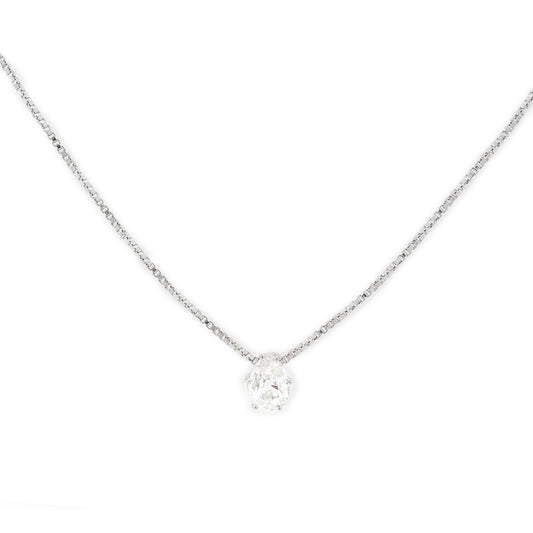 Pendant drop diamond 0.60ct white gold 585 Venetian chain 38cm women's jewelry