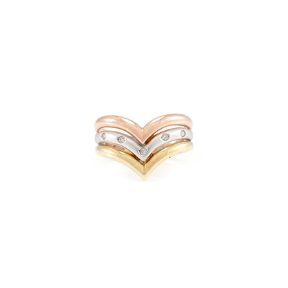 Tricolor ring zirconia rose gold white gold yellow gold 14K women's jewelry gold ring