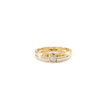 Goldring Verlobungsring Diamantring Gelbgold Weißgold 18K Solitär Ring mit Diamant