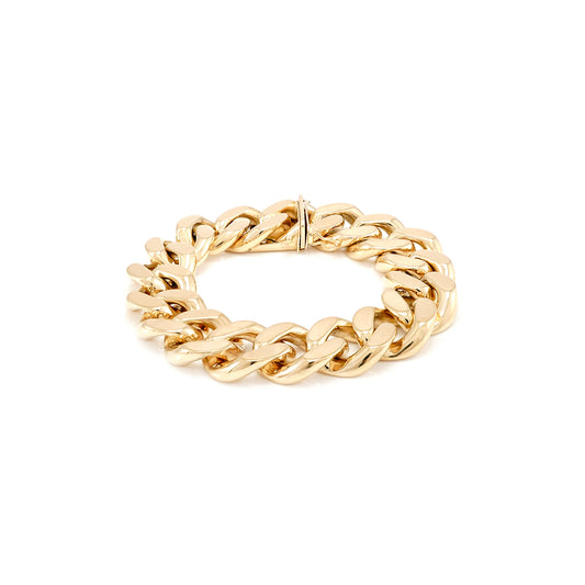Solid heavy curb bracelet in yellow gold 585 14K link bracelet solid bracelet