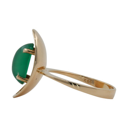Gold ring yellow gold ring 585 14K with green stone gold