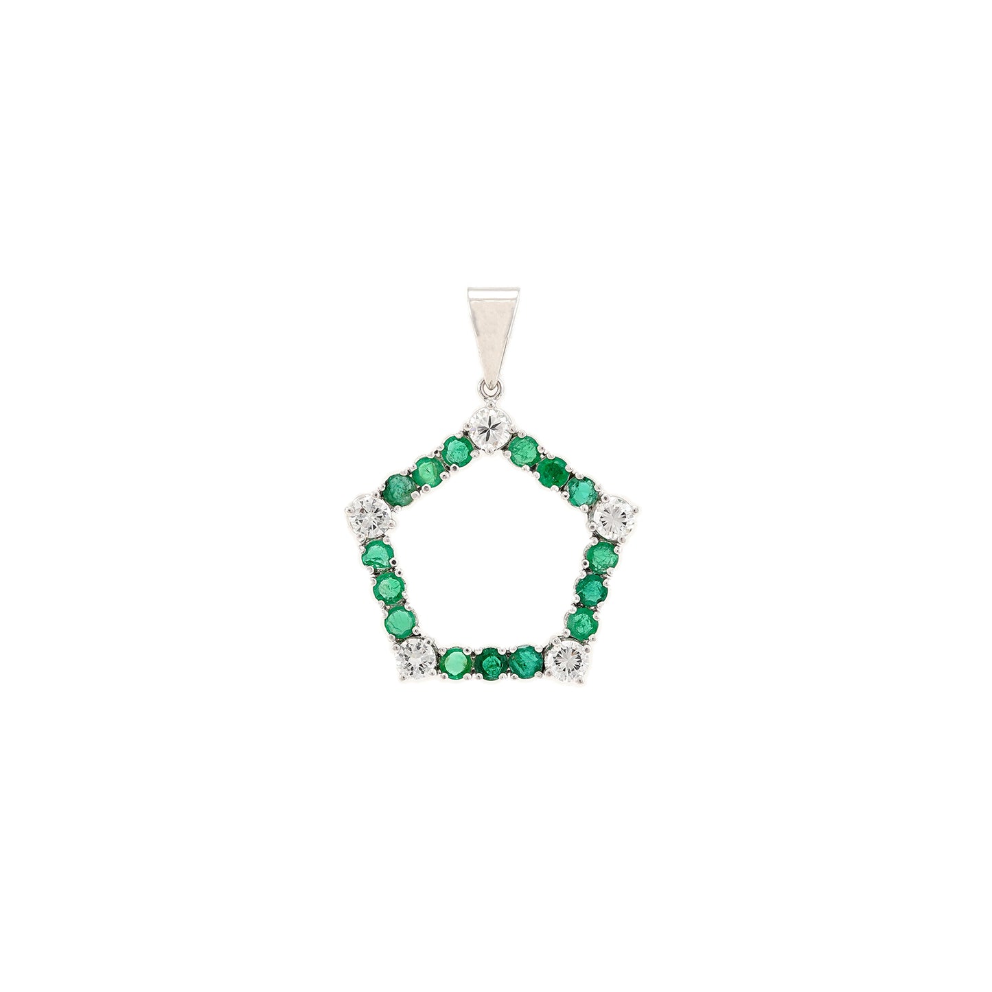 Diamond pendant star emerald brilliant white gold 750 18K women's jewelry gold pendant