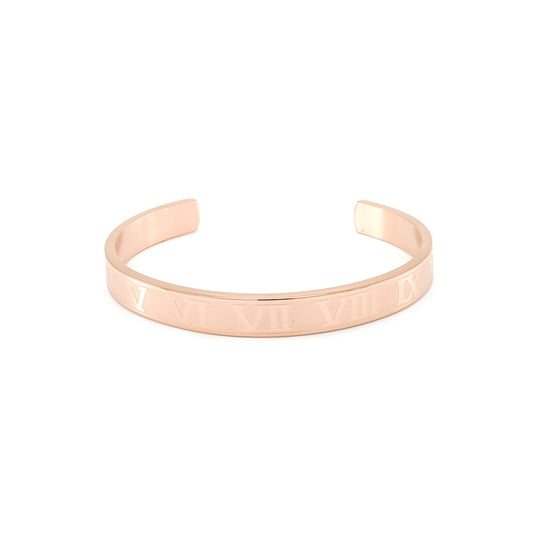 Bangle with Roman numbers in stainless steel rose gold plated clasp bracelet bangle