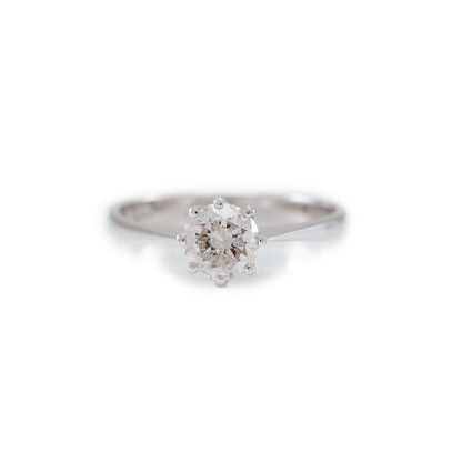 Solitaire engagement ring diamond white gold 14K women's ring women's jewelry gold ring