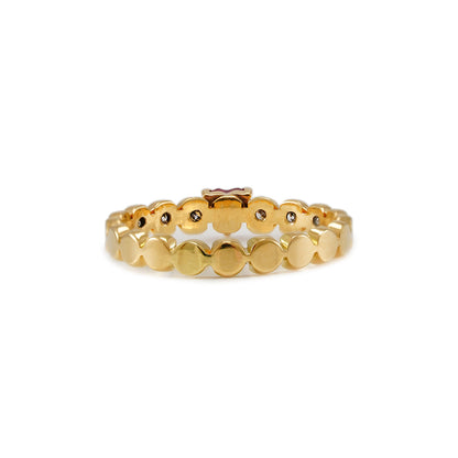 Vintage Ring Herz Rhodolith Diamant Gelbgold 14K