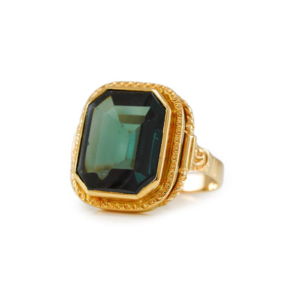Vintage Edelstein Ring Turmalin Gelbgold 14K
