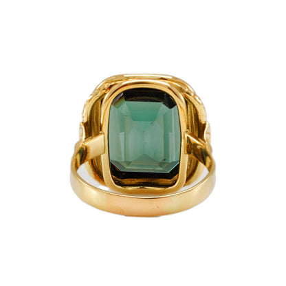 Vintage gemstone ring tourmaline yellow gold 14K men's jewelry men's ring gold ring