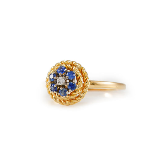 Vintage Ring Spinell Diamant Gelbgold 18K