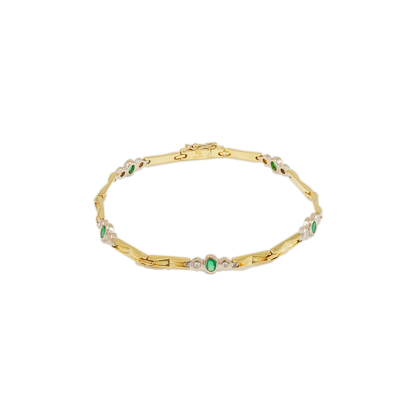 Edelstein Armband Smaragd Diamant Gelbgold 14K