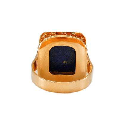 Gemstone ring signet ring lapis rose gold 14K men's jewelry men's ring gold ring