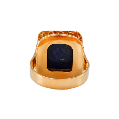 Edelstein Ring Siegelring Lapis Rosegold 14K Herrenschmuck Herrenring Goldring