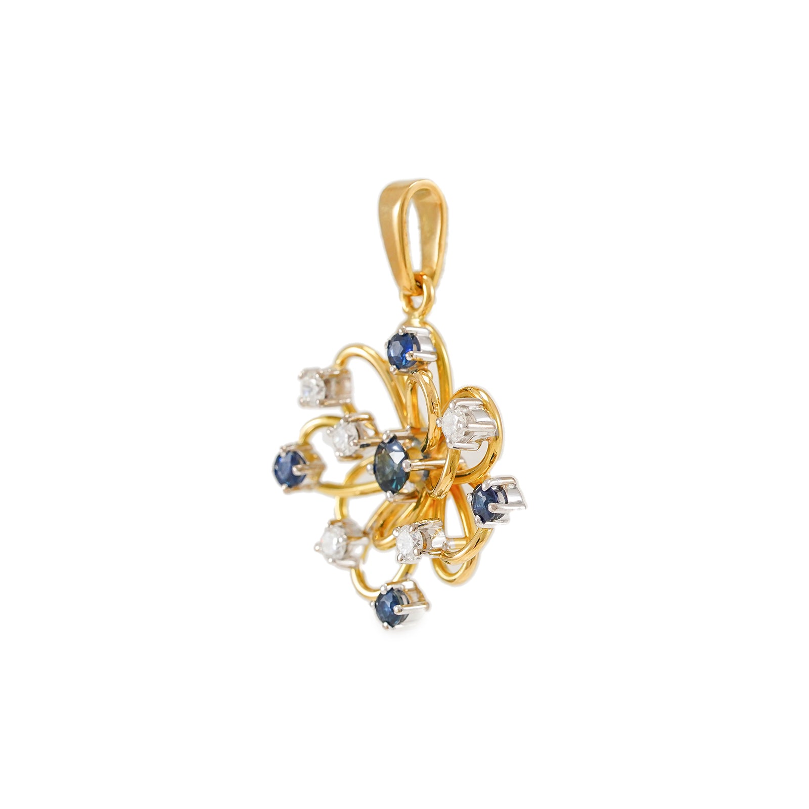 Anhänger Blume Spinell Diamant Gelbgold 18K