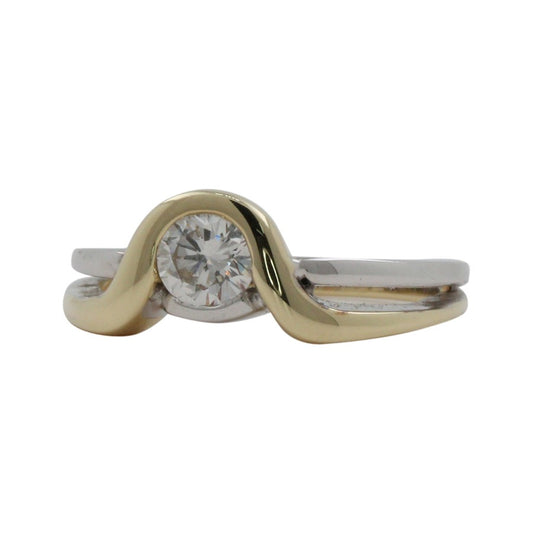 Bicolor Ring 585er Gold mit Diamant im Brillantschliff 0,50ct VVS Gelbgold Weißgold