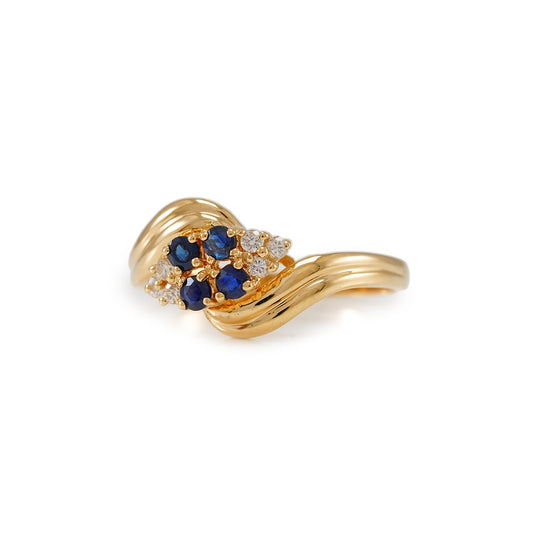Goldring Diamant Edelstein Ring Saphir Gelbgold 14K Gold 585