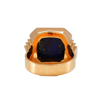 Vintage men's ring gemstone ring lapis yellow gold 14K men's jewelry gold ring signet ring
