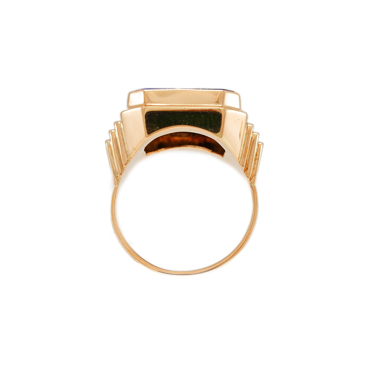 Vintage men's ring gemstone ring lapis yellow gold 14K men's jewelry gold ring signet ring