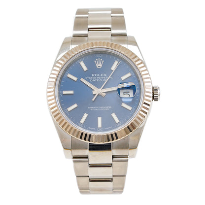 Rolex Datejust 41 126334 blue dial white gold steel wristwatch sapphire crystal