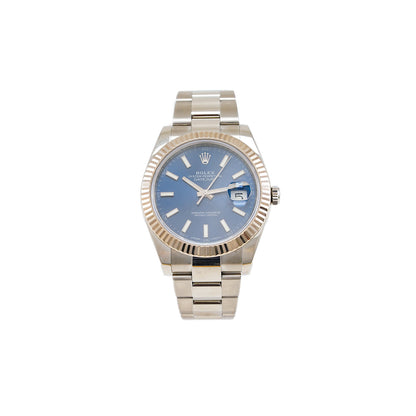 Rolex Datejust 41 126334 blaues Zifferblatt Weissgold Stahl Armbanduhr Saphirglas