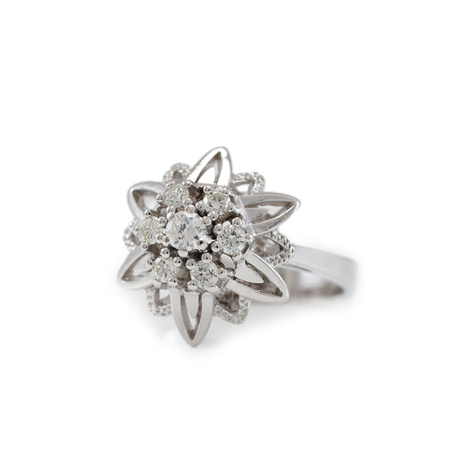 Entourage Vintage Diamant Ring Weißgold Blume 14K Damenschmuck Goldring Damenring