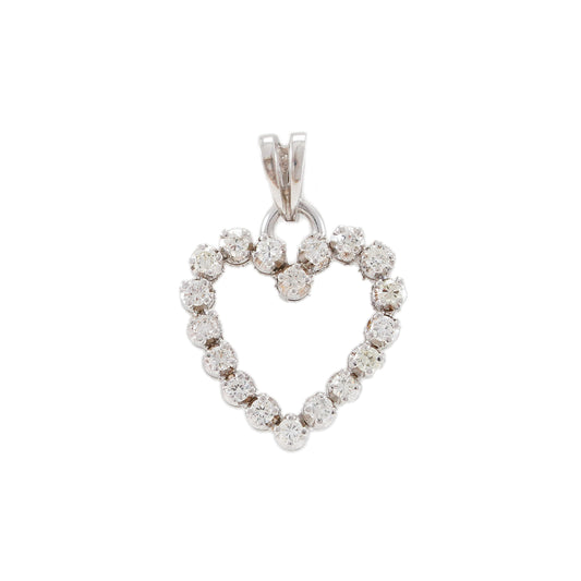 Vintage heart diamond pendant classic white gold 14K women's jewelry chain pendant