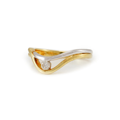 Bicolor Diamant Ring Gelbgold Weißgold 14K 585 Solitärring
