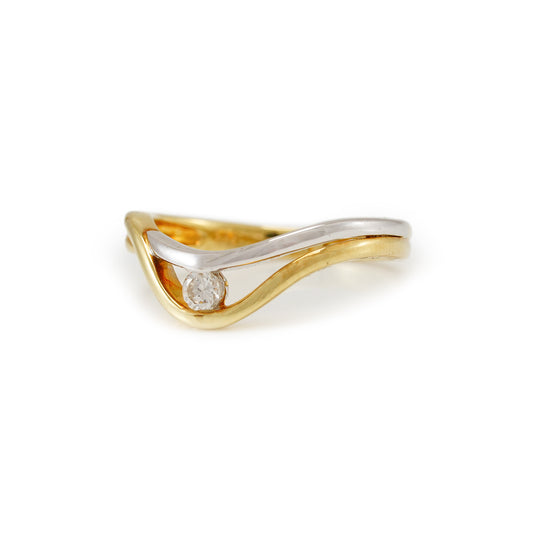 Bicolor Diamant Ring Gelbgold Weißgold 14K 585 Solitärring