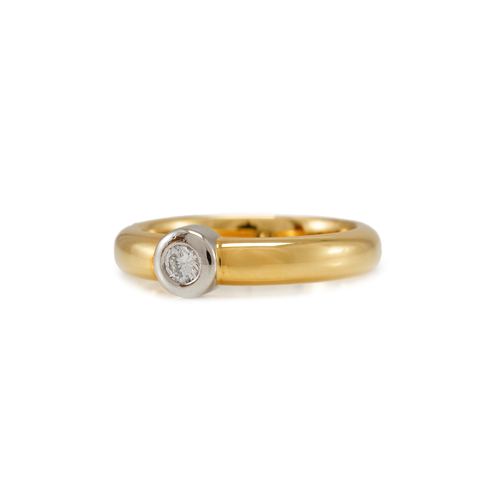 Verlobungsring Diamant Gelgold 18K Platin 950 Damenschmuck Damenring Goldring