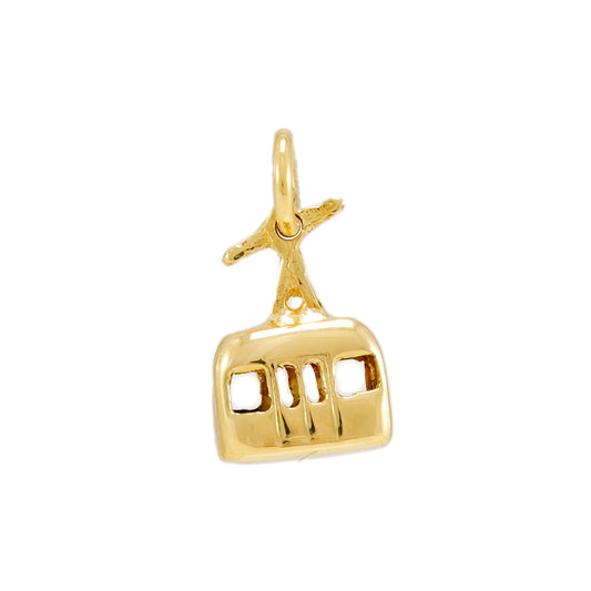 mini Anhänger Seilbahn Gondel Gelbgold 14K Charms Bettelanhänger Kettenanhänger