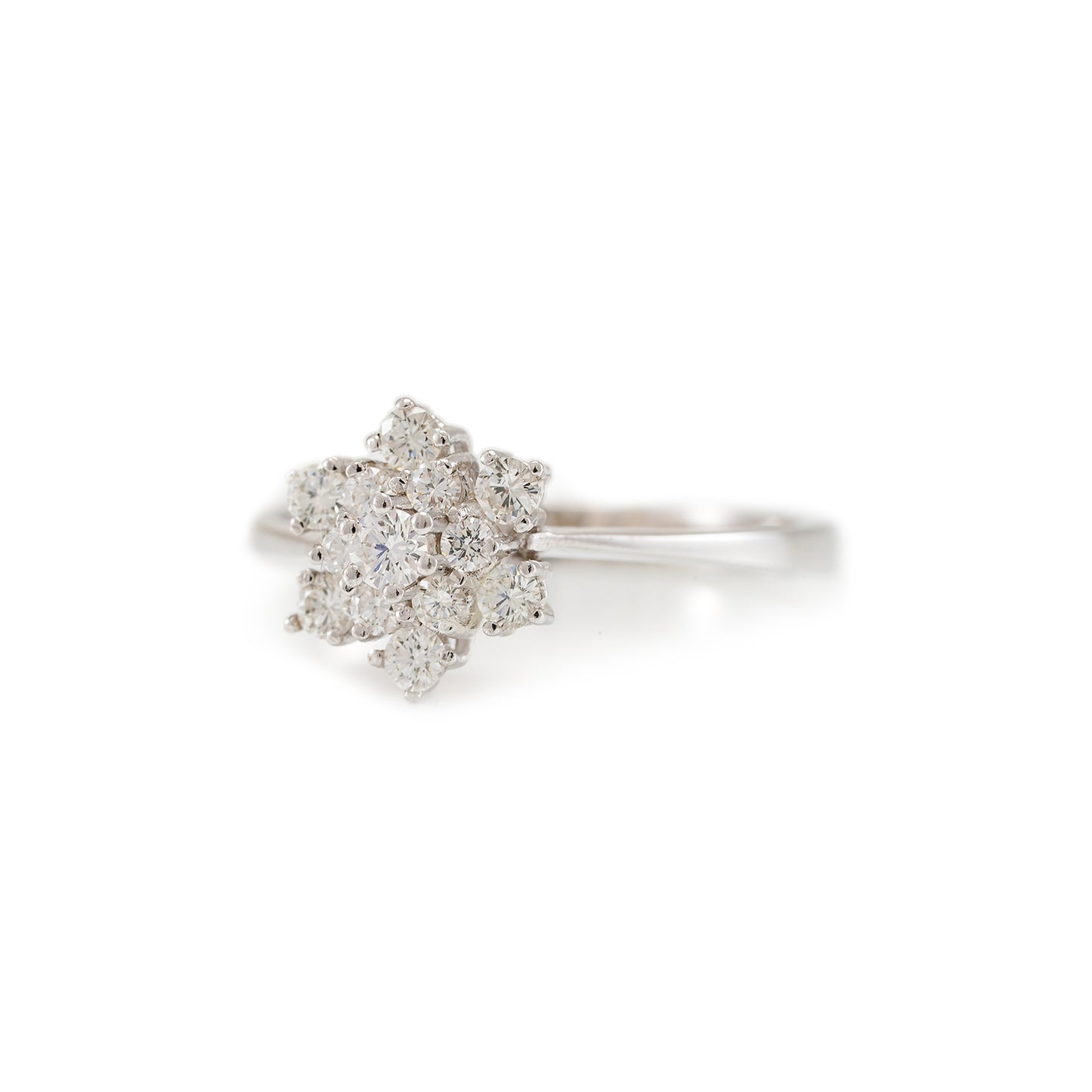 eleganter Diamantring Verlobungsring Blume Weißgold 14K Damenschmuck Goldring