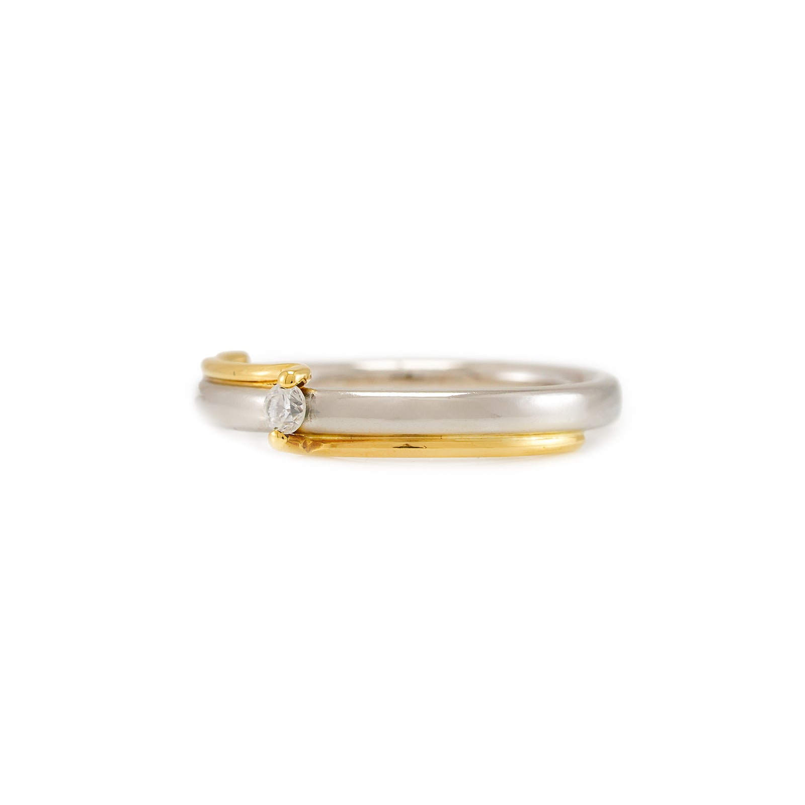 dünner Platinring 950 Diamant Ring Gelbgold 18K Brillantring Goldring Damenring