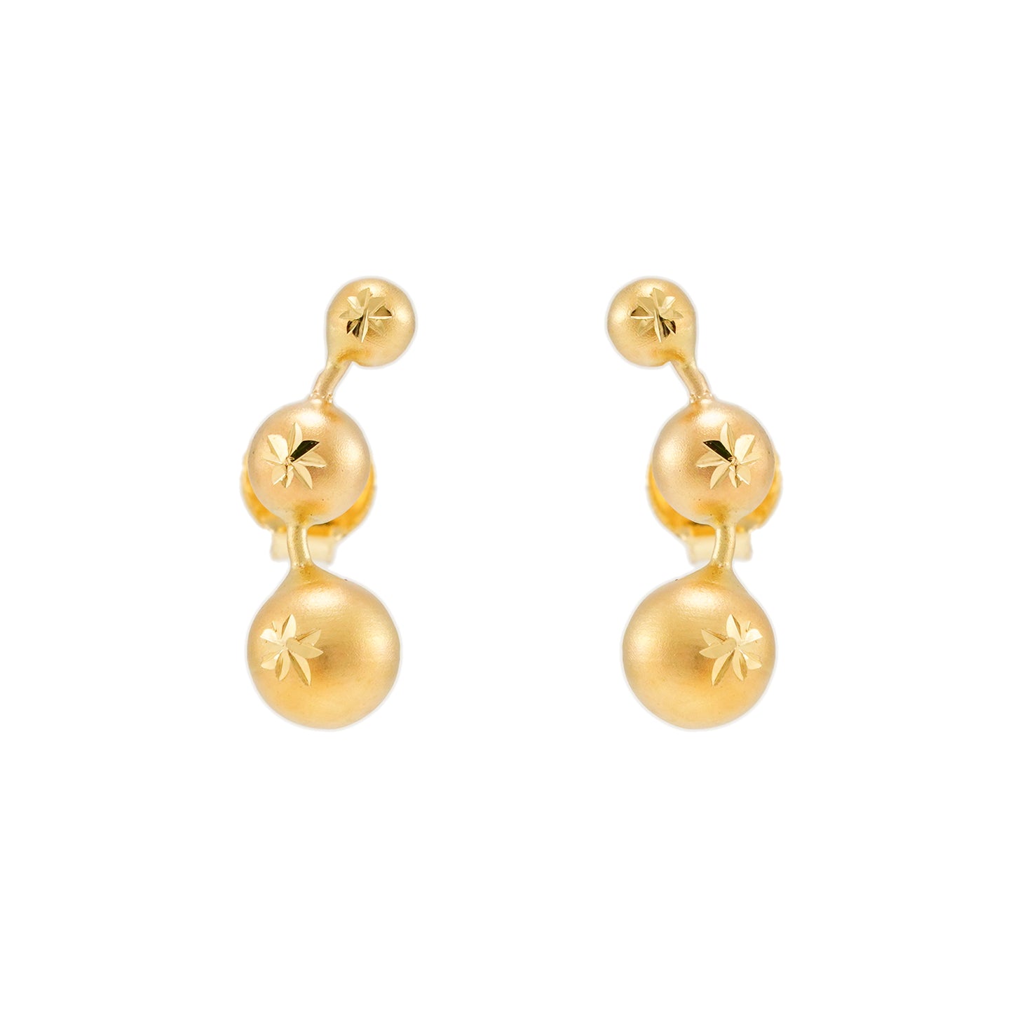 Ohrringe Ohrstecker Kletterer Kugeln Gelbgold 14K 585 Gold