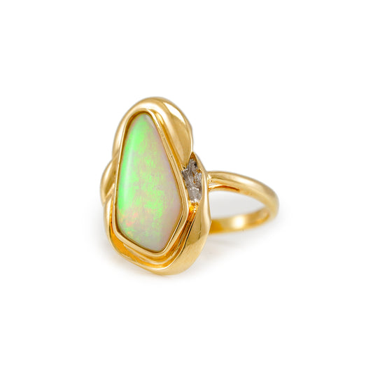 Opalring Goldring mit Opal Diamant Gelbgold 14K 585 Gol