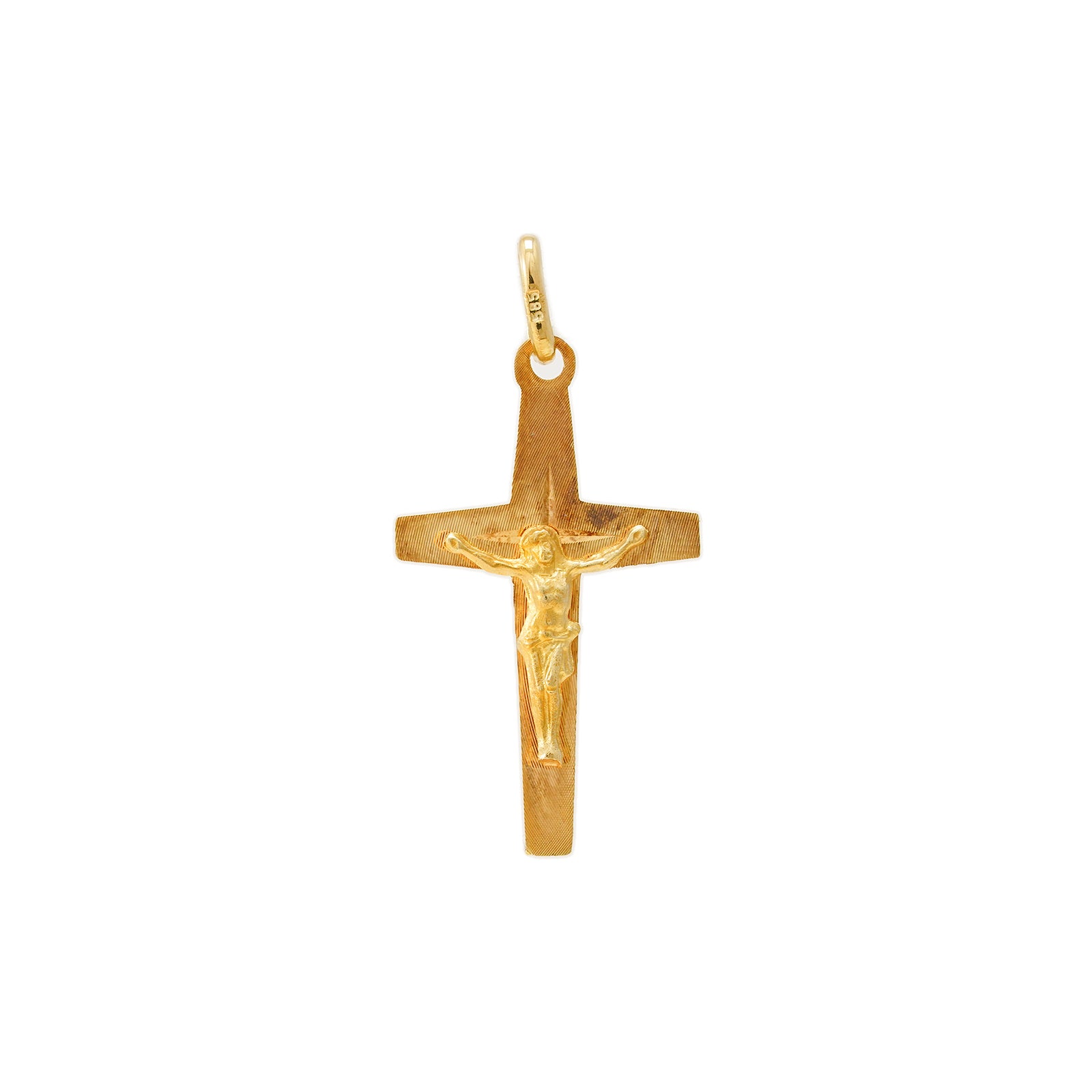 Vintage Anhänger Kruzifix Kreuz mit Jesus Gelbgold 14K Herrenschmuck Damenschmuck
