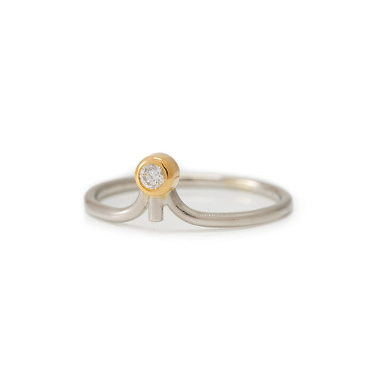 filigraner Ring Diamant Platin 950 Gelbgold 18K Damenring Damenschmuck Goldring