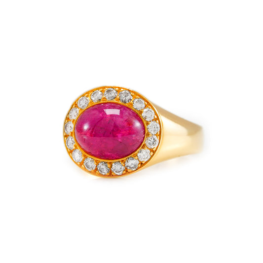 Vintage entourage Ring Rubin Diamant Gelbgold 18K Damenring Herrenring Goldring