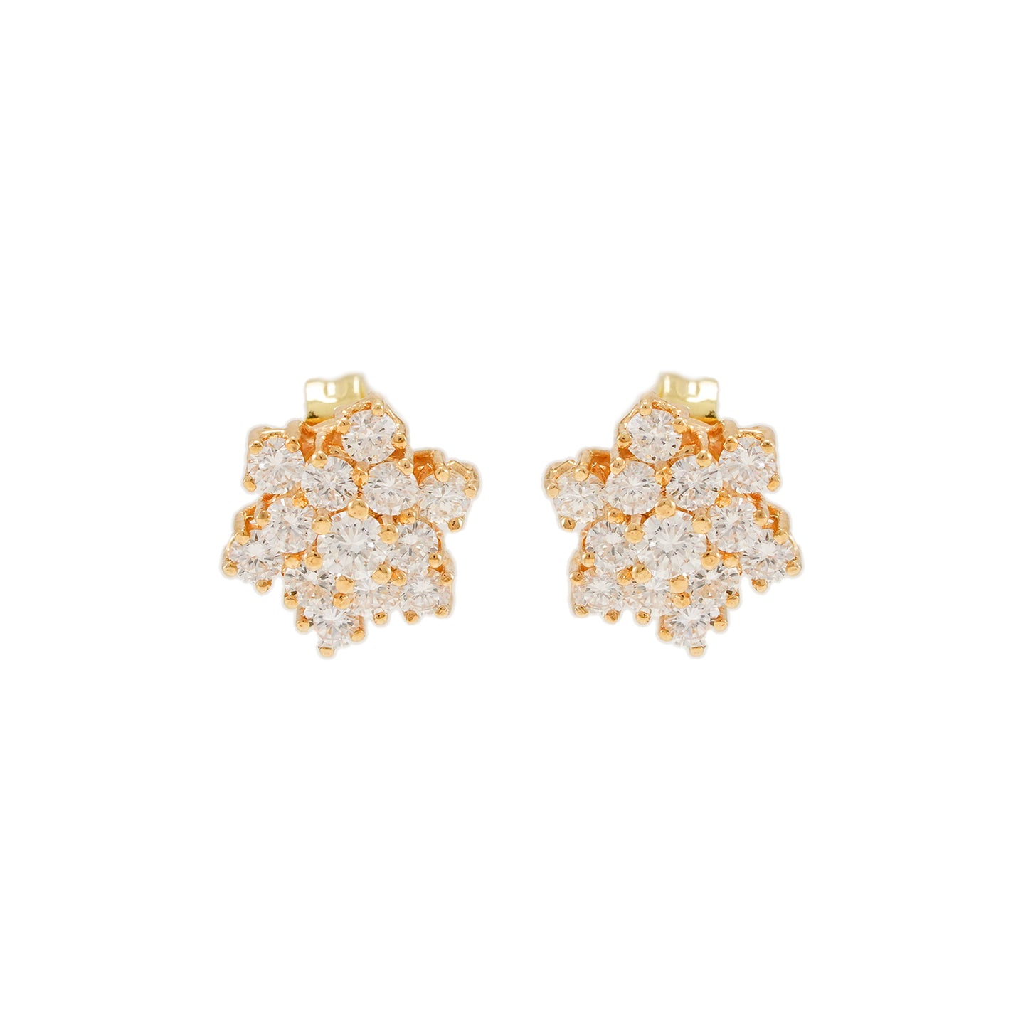 Diamant Ohrringe Blüte Stecker Gelbgold 14K Set Damenschmuck Goldohrringe earrings