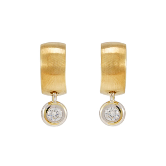 Scharnier Creolen Zirkonia Gelbgold 375 9K Damenschmuck Goldohrringe earrings