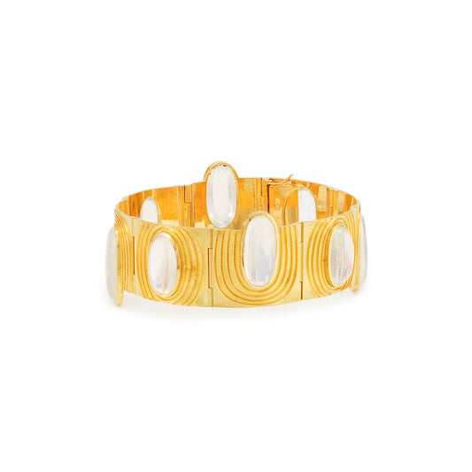 Vintage Edelstein Armband Mondstein Gelbgold 18K Damenschmuck Goldarmband bracelet