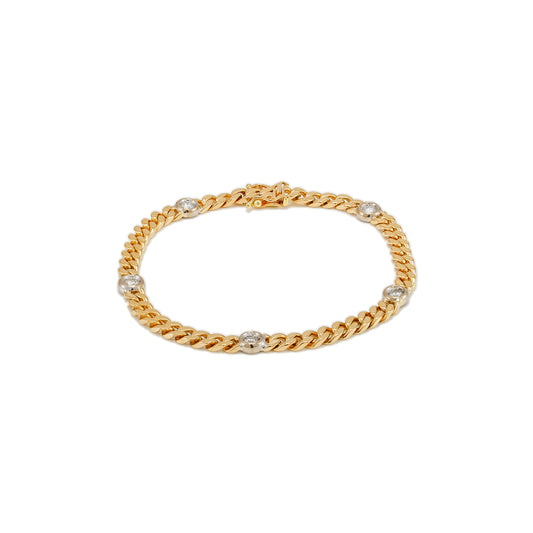 Bicolor Diamant Armband Panzer Gelbgold Weißgold 14K Damenschmuck Goldarmband