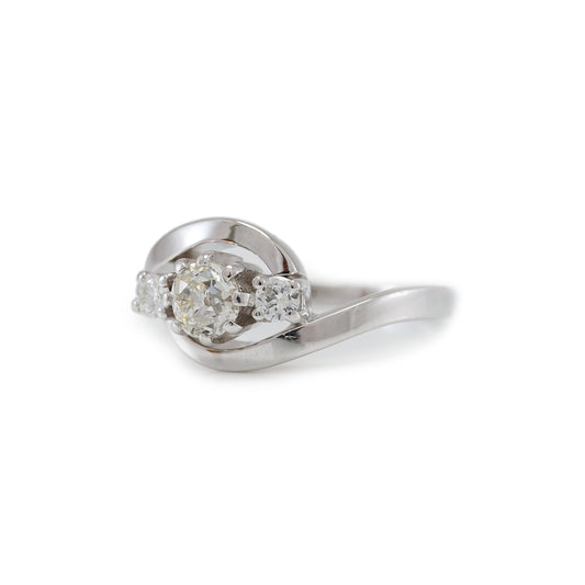 Vintage Diamant Ring Altschliff Weißgold 14K Damenschmuck Goldring Damenring