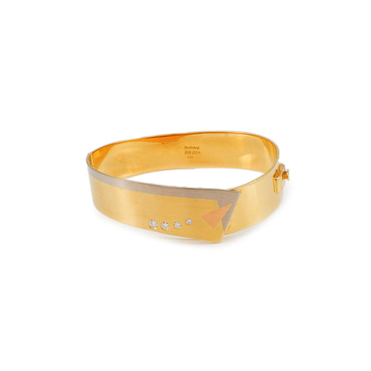 eleganter Armreif Bicolor Diamant Gelbgold Weißgold 18K Damenschmuck Spange