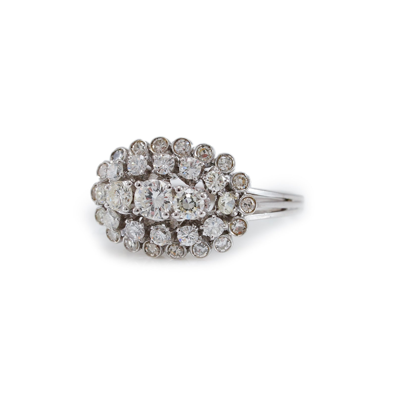 Vintage Cocktailring Diamant Ring Weißgold 18K Damenschmuck Damenring Goldring