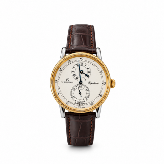 Vintage men's flat wristwatch Junghans MEISTER hand-wound yellow gold 14K leather strap J84/S3 circa 1961